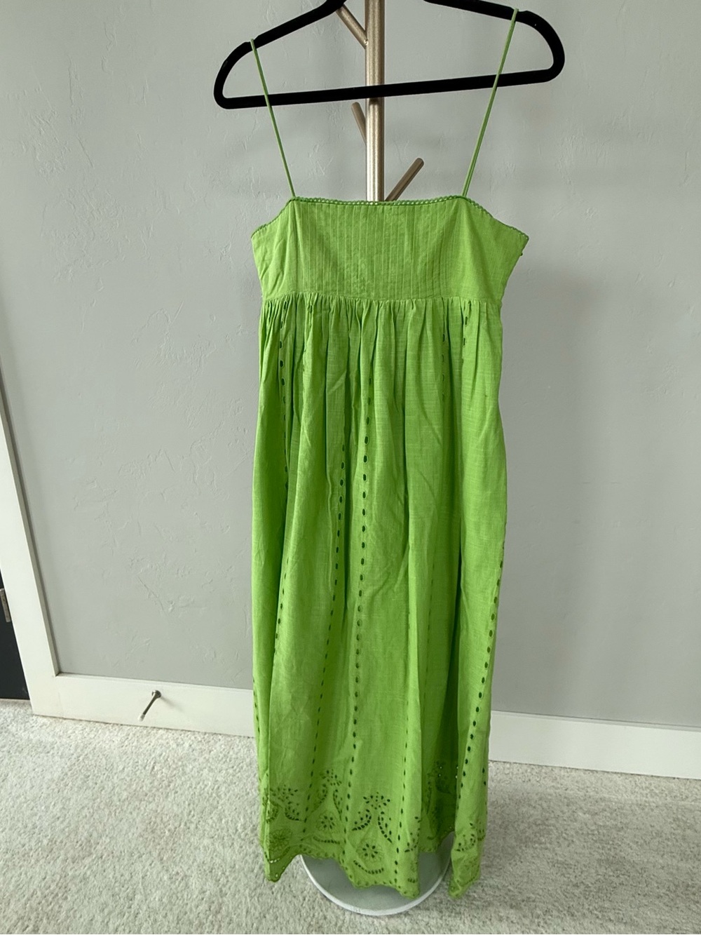 Zara Bright Green Eyelet Maxi Dress